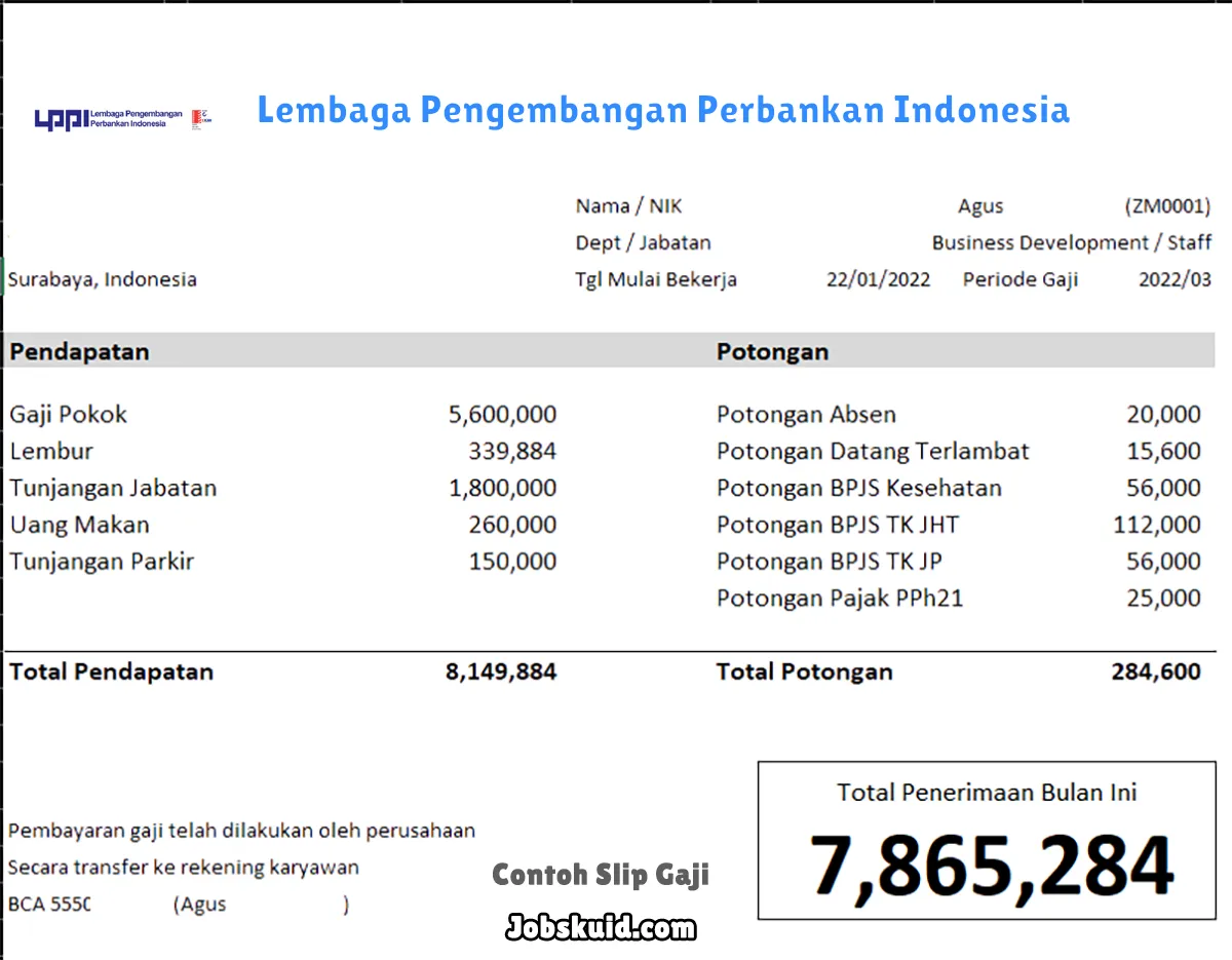 Slip Gaji Lembaga Pengembangan Perbankan Indonesia