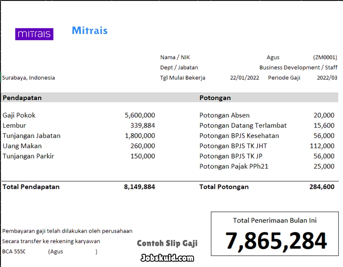 Slip Gaji Mitrais