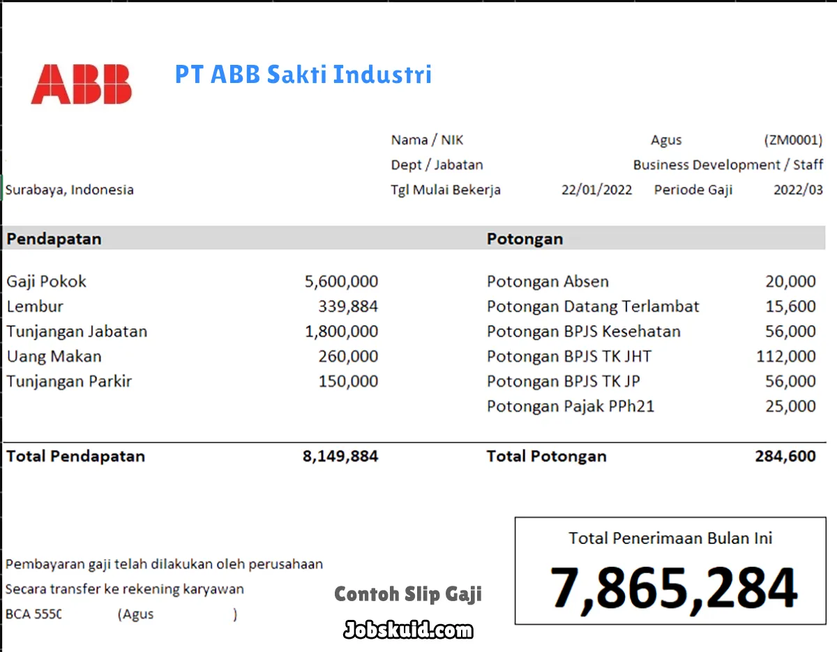 Slip Gaji PT ABB Sakti Industri