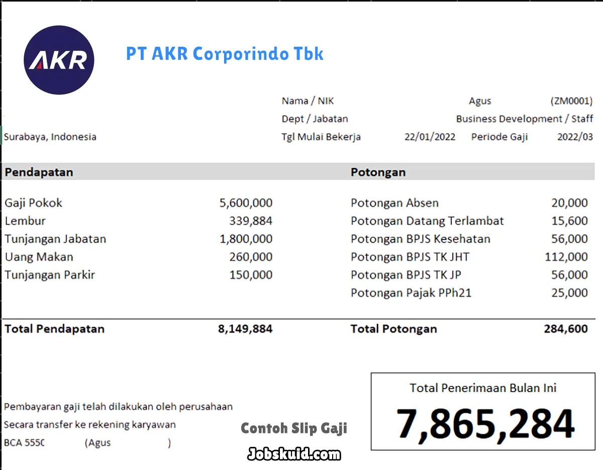 Slip Gaji PT AKR Corporindo Tbk