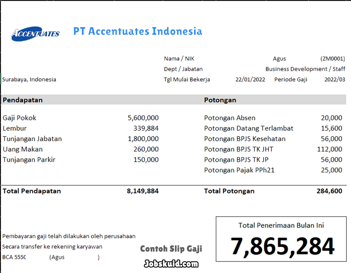 Slip Gaji PT Accentuates Indonesia