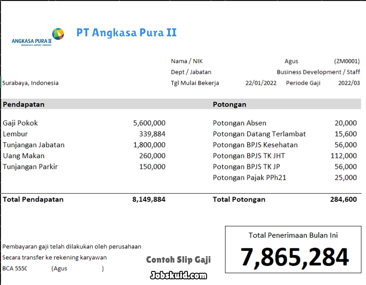 Slip Gaji PT Angkasa Pura II