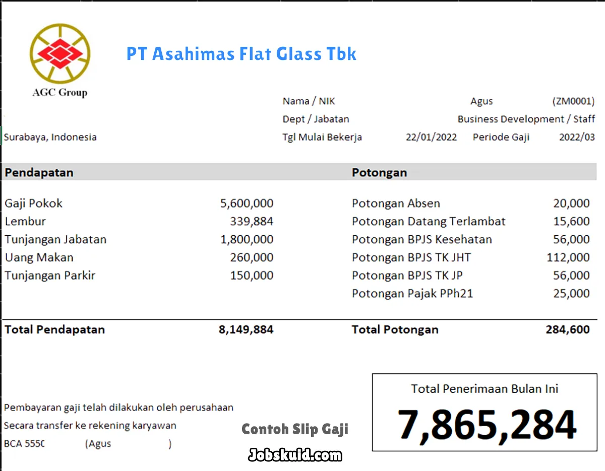 Slip Gaji PT Asahimas Flat Glass Tbk