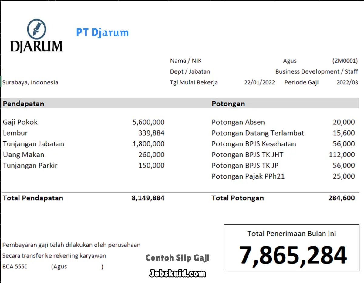 Slip Gaji PT Djarum