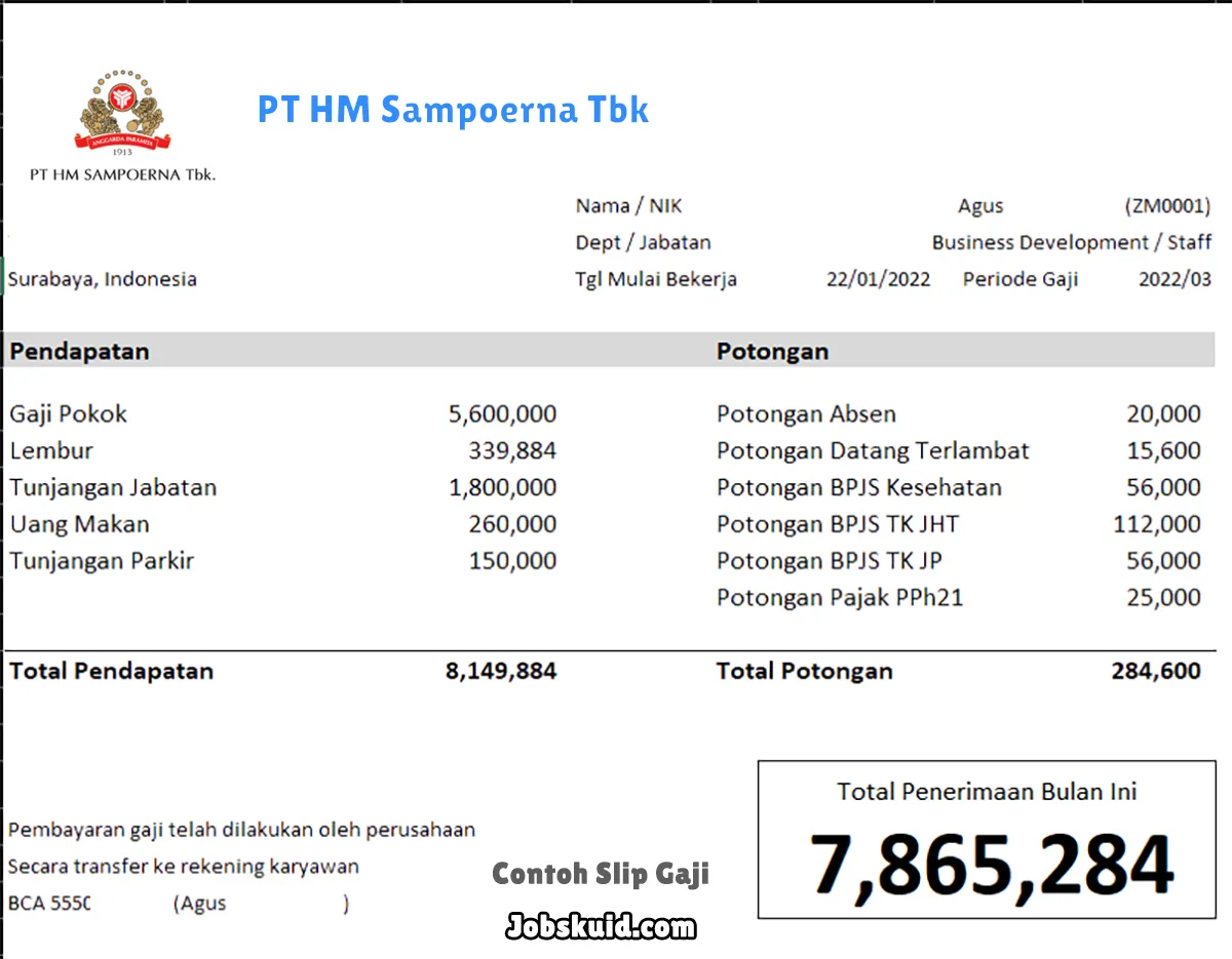 Slip Gaji PT HM Sampoerna Tbk