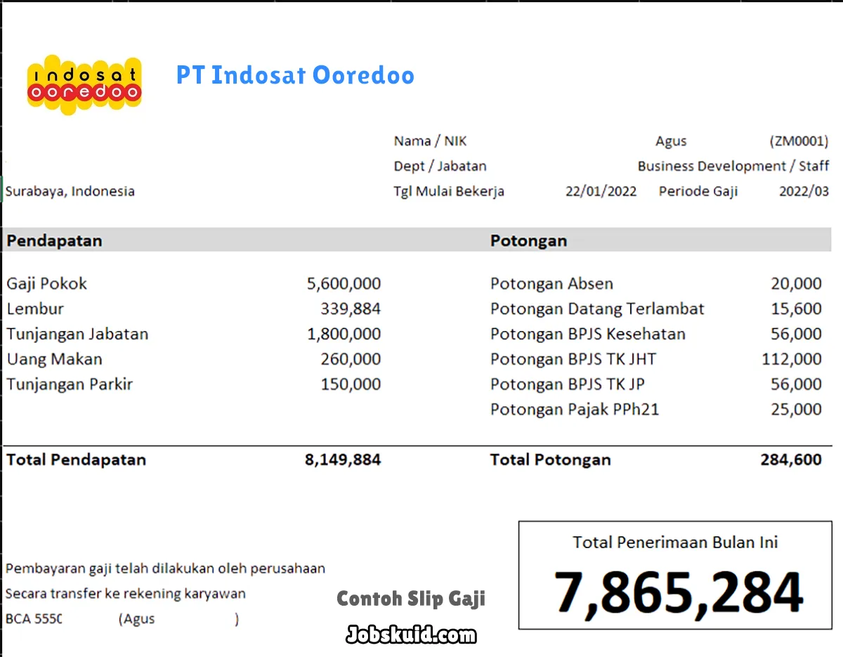 Slip Gaji PT Indosat Ooredoo