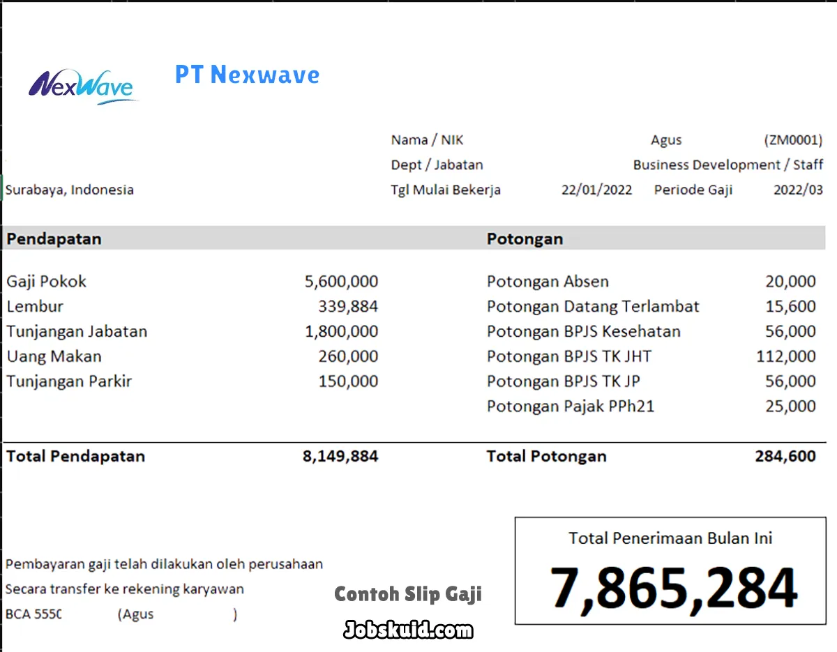 Slip Gaji PT Nexwave