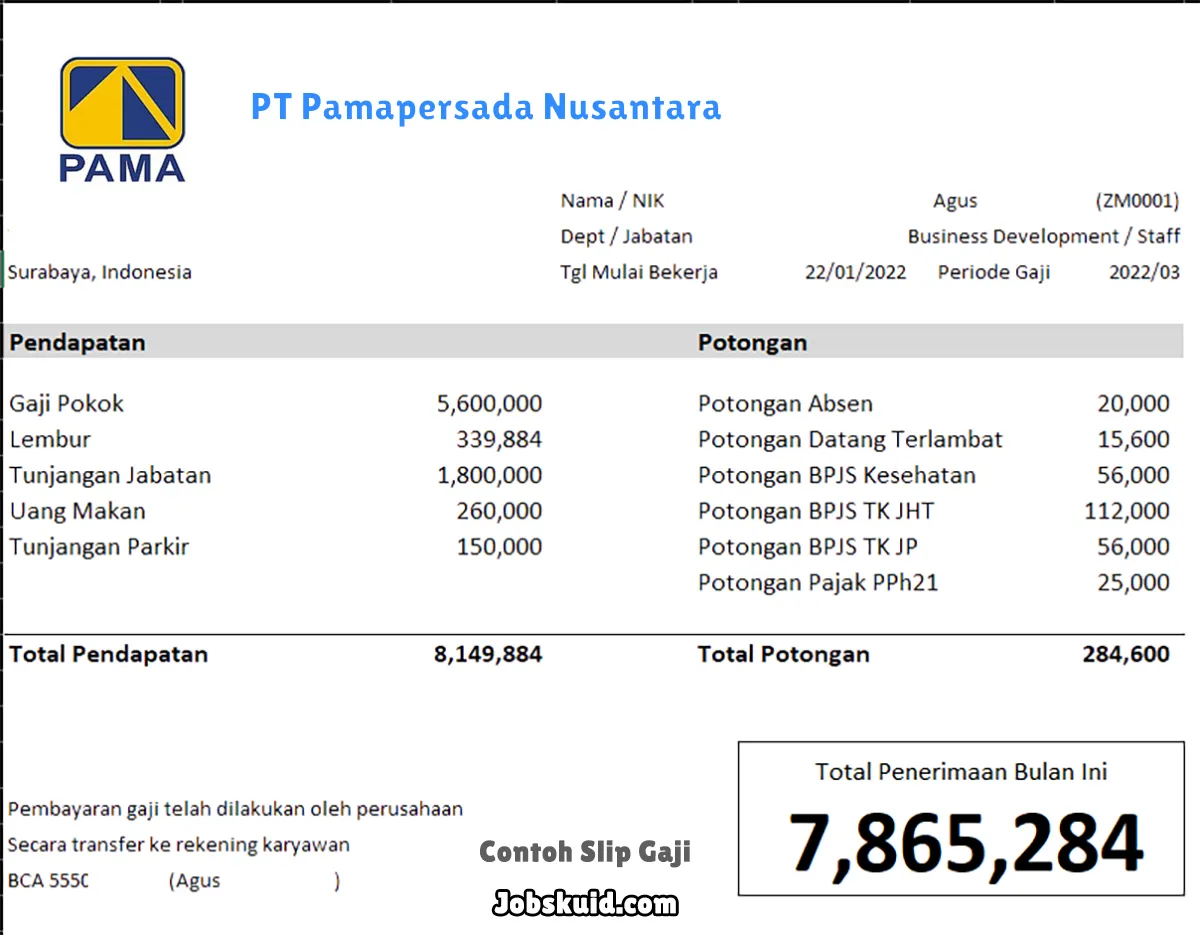 Slip Gaji PT Pamapersada Nusantara