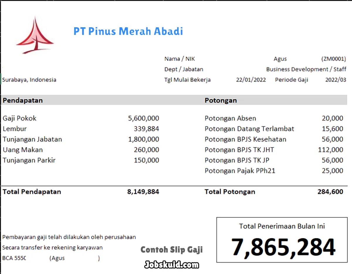 Slip Gaji PT Pinus Merah Abadi