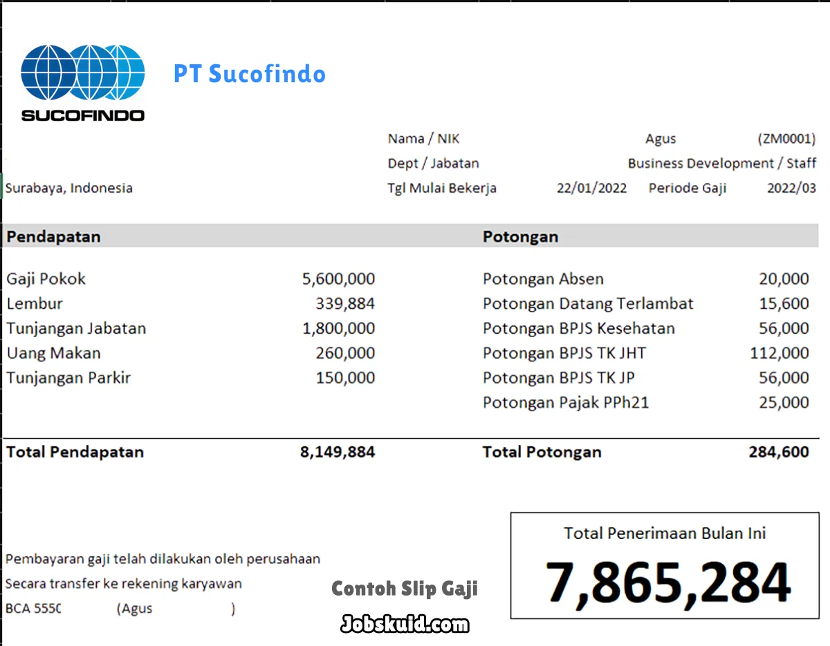 Slip Gaji PT Sucofindo