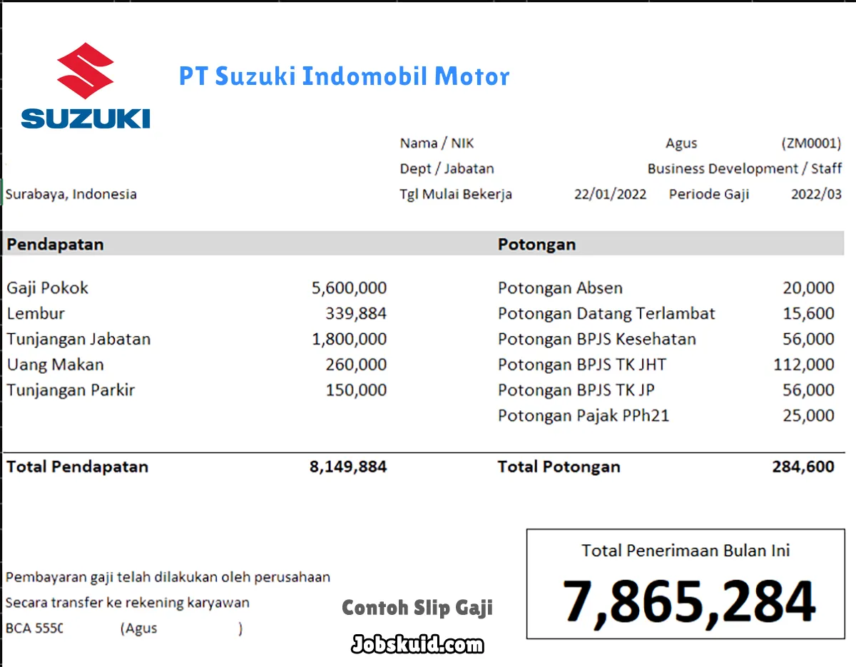 Slip Gaji PT Suzuki Indomobil Motor