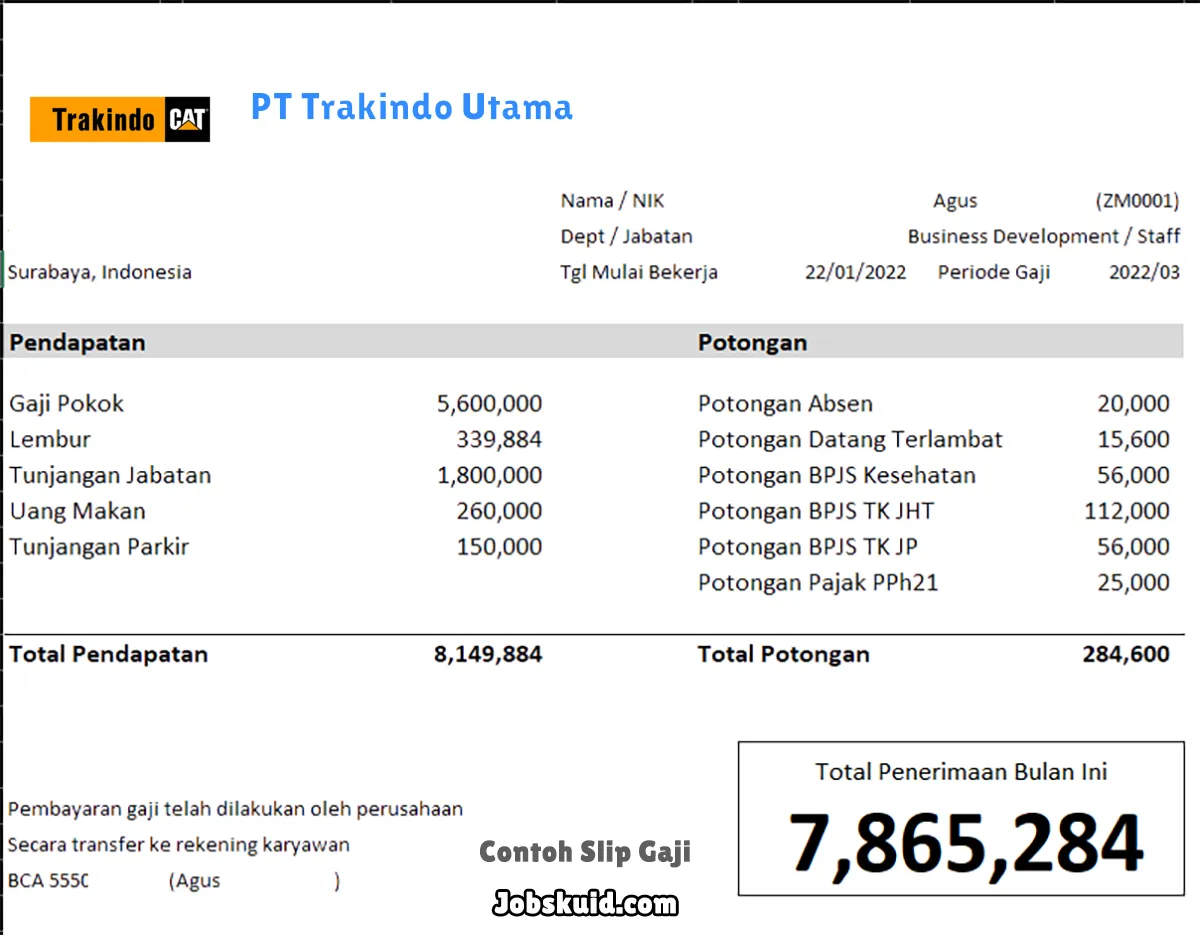 Slip Gaji PT Trakindo Utama