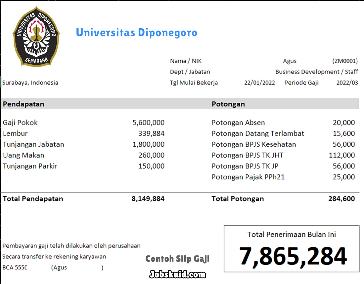 Slip Gaji Universitas Diponegoro