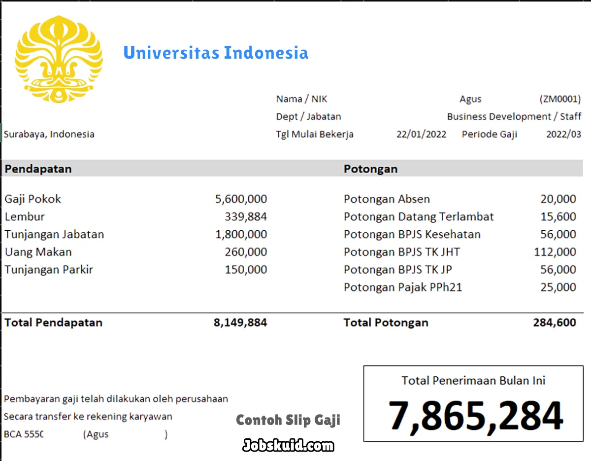 Slip Gaji Universitas Indonesia